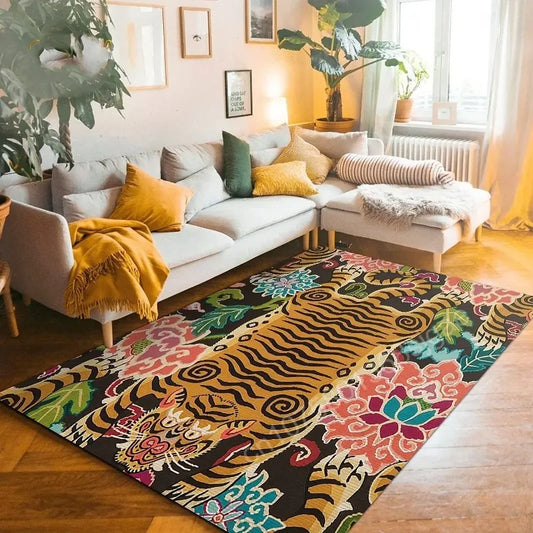Tappeto floreale tigre